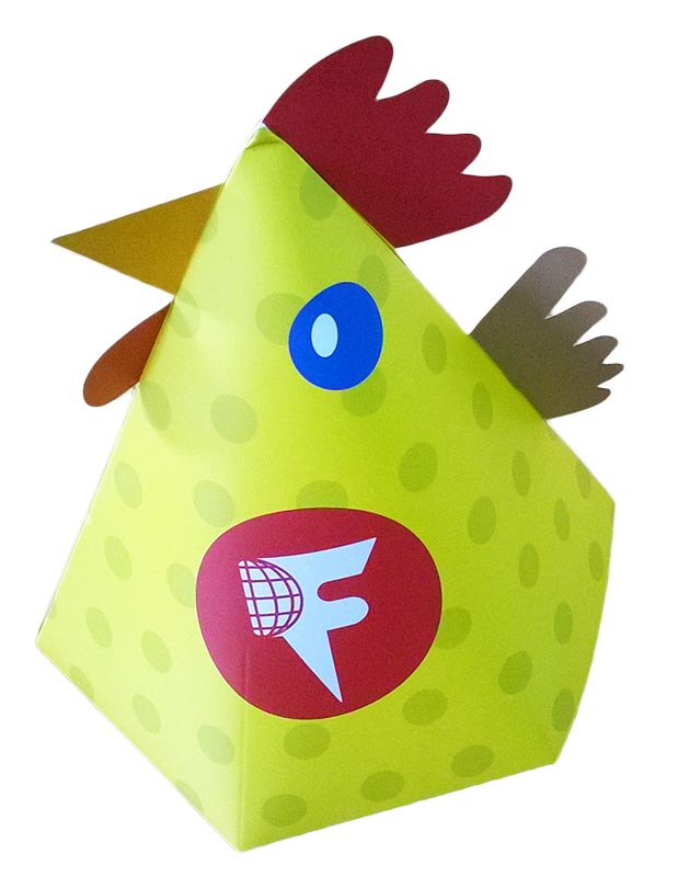 Diseño de envases creativos : gallina sorpresa con huevos de chocolate - PCG Barcelona